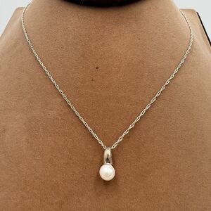 925 Sterling Cultured Pearl Pendant Necklace Sterling Chain And Pendant 18"